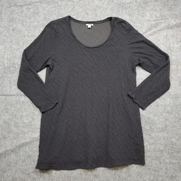 J. Jill Top Womens Medium PureJill Textured Tunic Lagenlook Comfort Casual Gray - Picture 1 of 9
